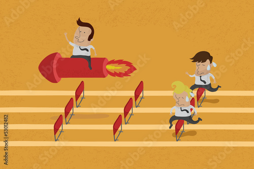 Business persons reaching the goal in a race , eps10 vector form