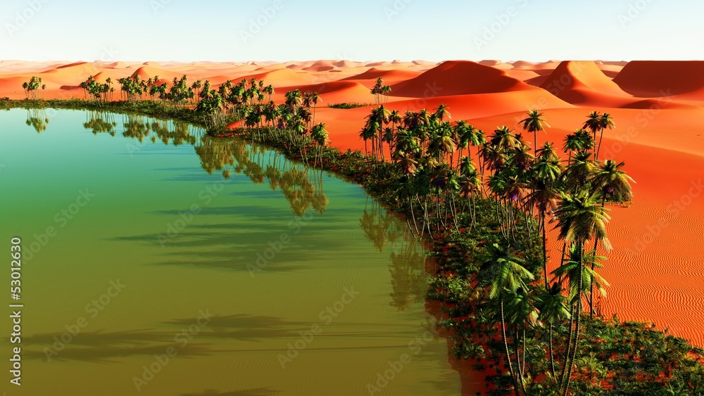 Beautiful natural background - African oasis Stock Illustration | Adobe