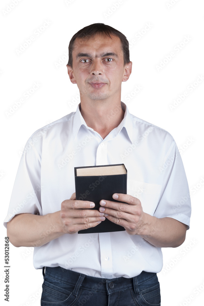 Portrait of a young man with a book in hand Portrait of a young man with a book in hand
