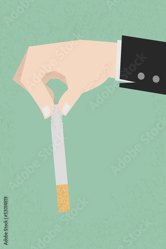 Stop smoking, human hands breaking the cigarette  , eps10 vector