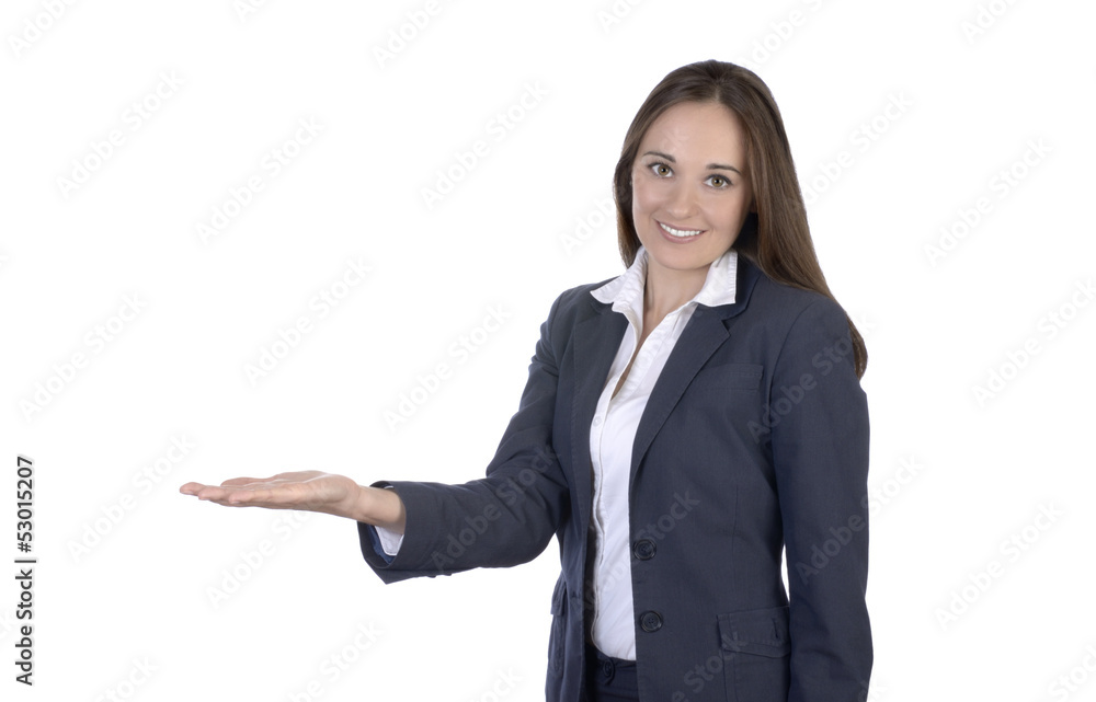 Hübsche Geschäftsfrau präsentiert Copy Space Hübsche Geschäftsfrau präsentiert Copy Space
