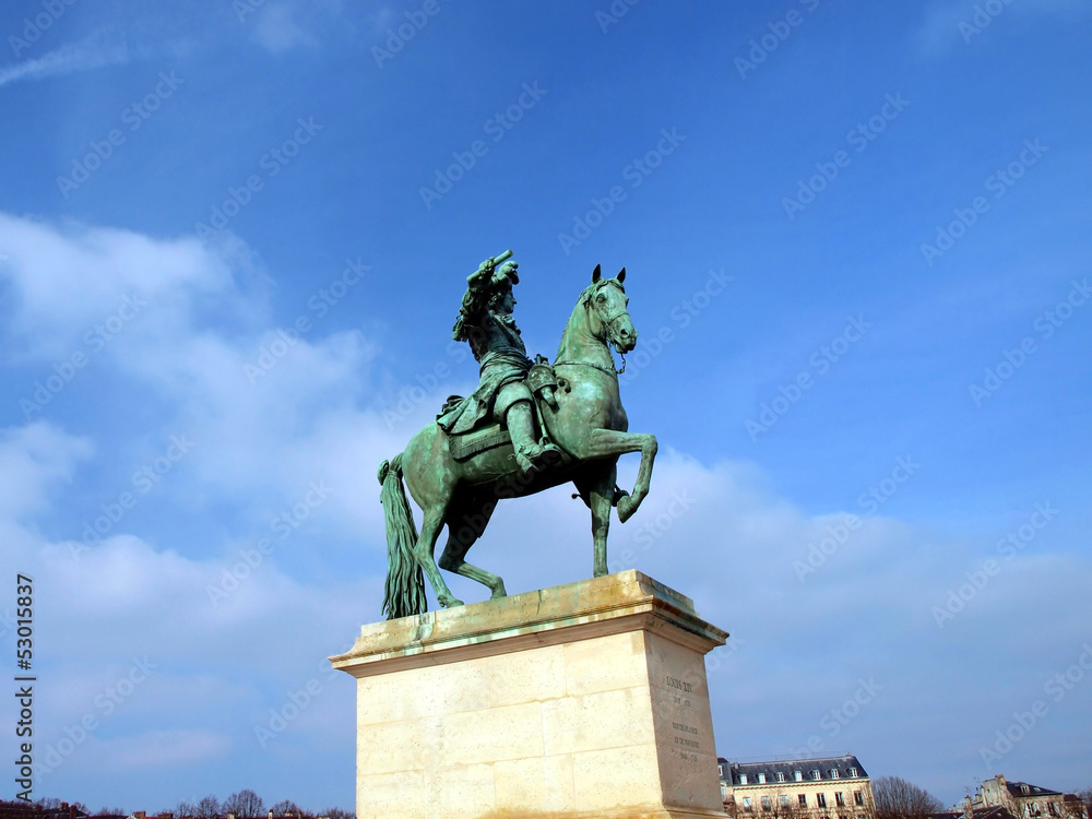 French King Louis XIV on horseback statue in Versailles