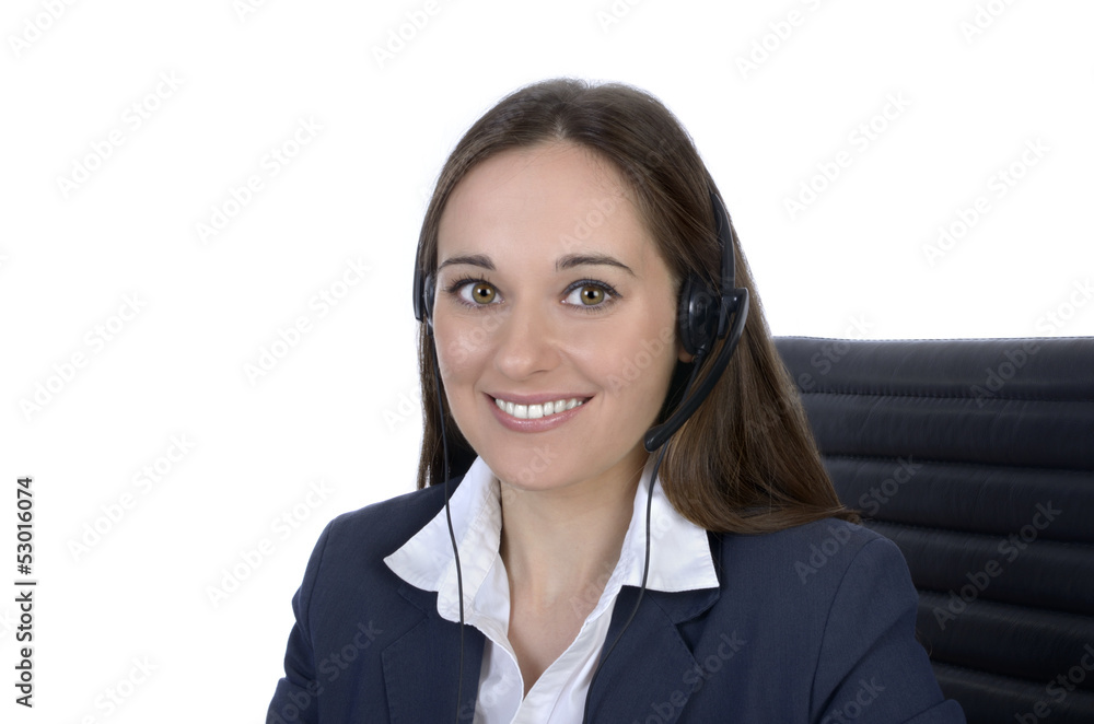 Hübsche Geschäftsfrau mit Headset Hübsche Geschäftsfrau mit Headset