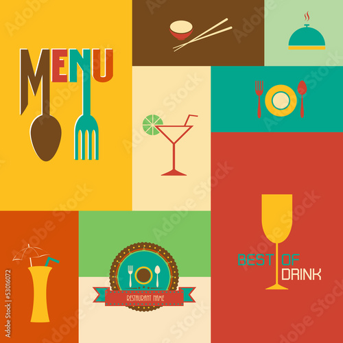 Set of Retro style restaurant menu design