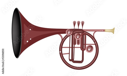 A Musical Straight Mellophone Isolated on White Background