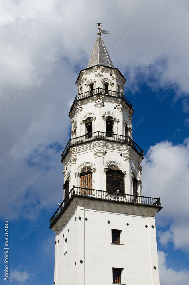 Inclined tower in the city of Nevyansk . Russia Inclined tower in the city of Nevyansk . Russia