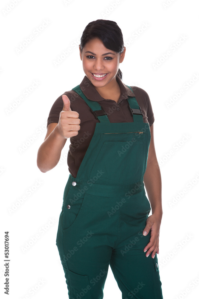 Fototapeta premium Young Female Gardner Offering Handshake