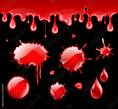 Seamless dripping blood and blood design elements