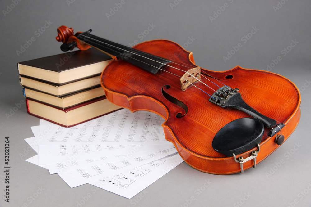 Fototapeta premium Classical violin on notes