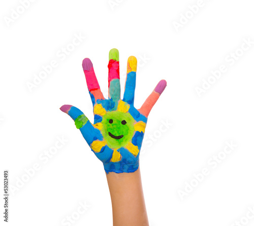 bunte hand sonne