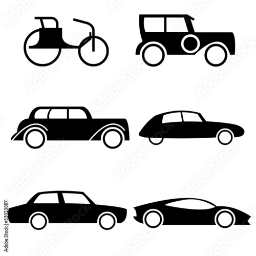 Evolution of car. Icons set.
