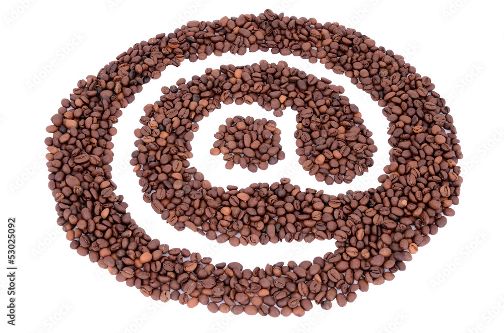 The @ symbol made from coffee beans The @ symbol made from coffee beans