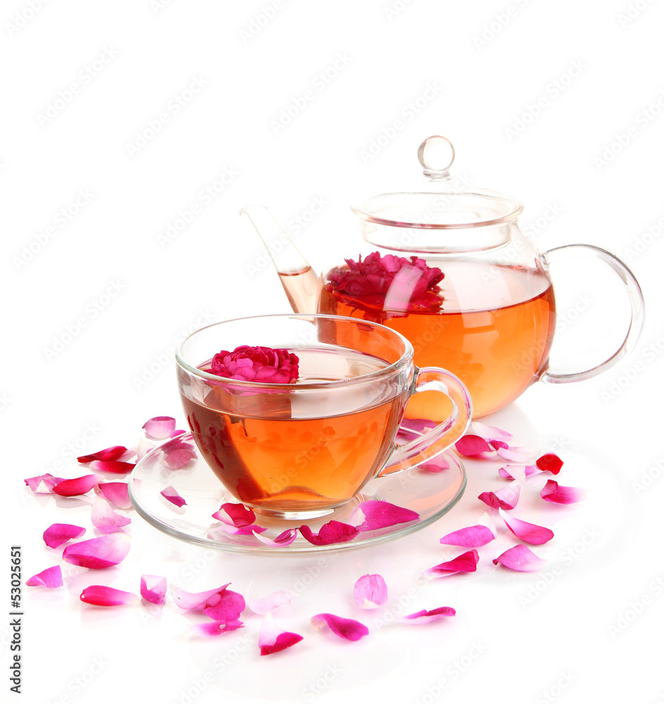 Rose tea isolated on white Rose tea isolated on white