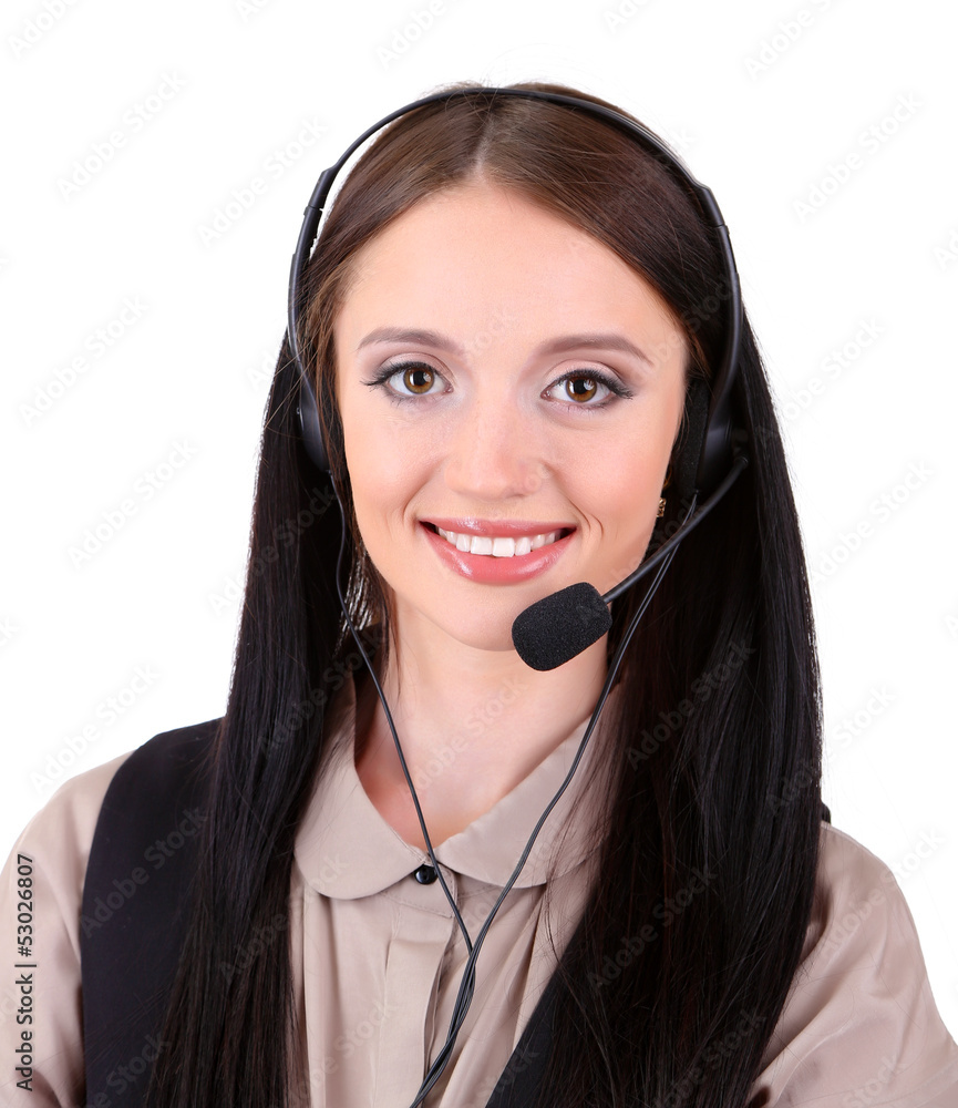 Call center operator, isolated on white Call center operator, isolated on white