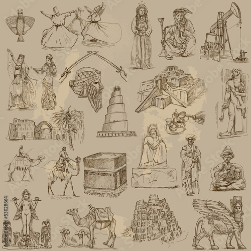 Middle East collection - hand drawings into vector set photo