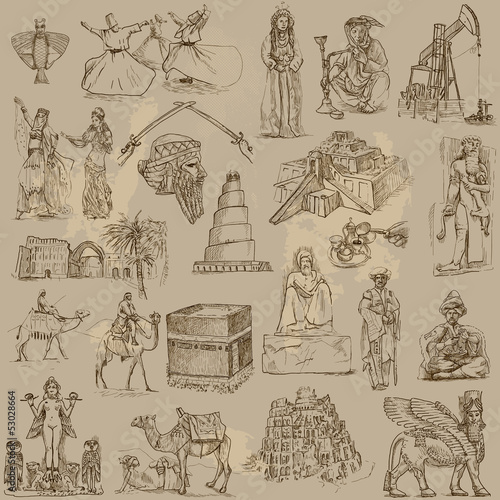 Tableau sur toile Middle East collection - hand drawings into vector set