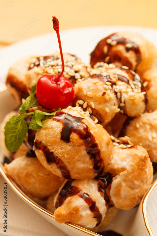 profiteroles with chocolate profiteroles with chocolate