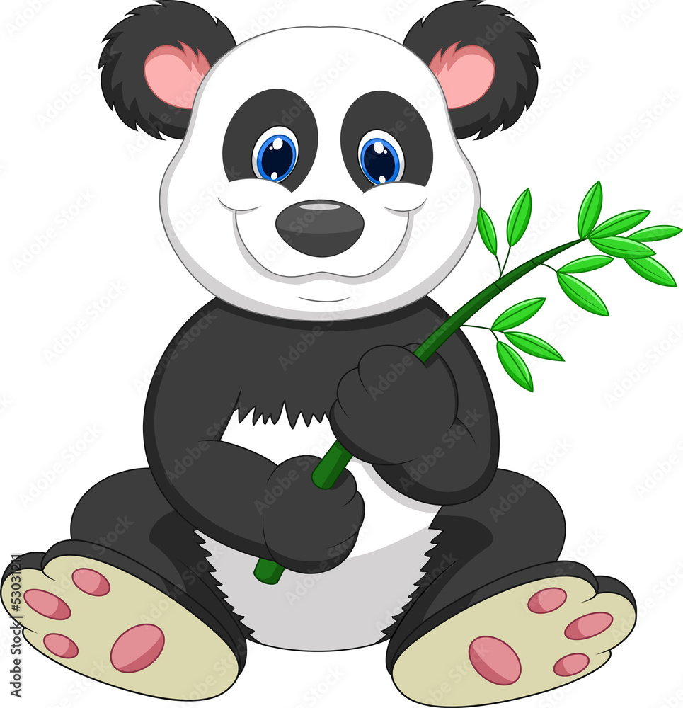 Fototapeta premium Giant Panda eating bamboo