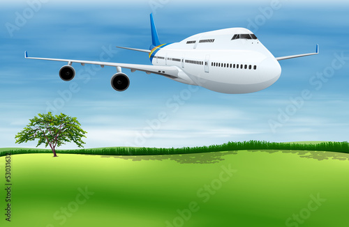 A plane about to land