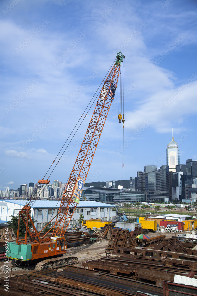 A construction site with a crane