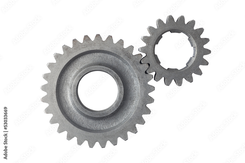 Metal gears isolated on a white background Metal gears isolated on a white background