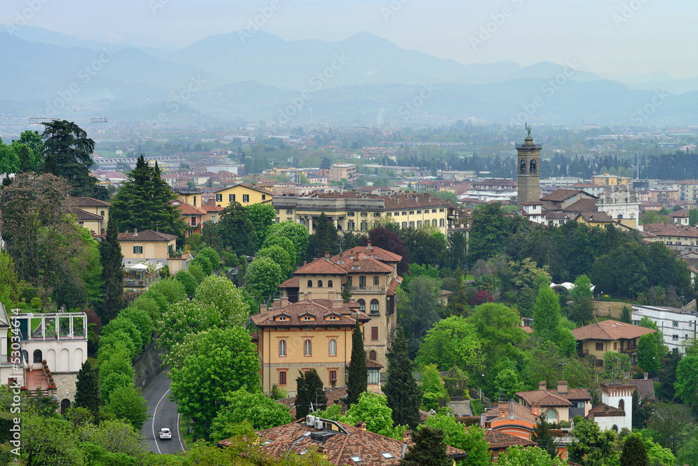 View to the Bergamo city, Italy