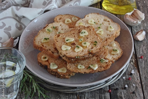 Bruschetta with garlic and rosemary
