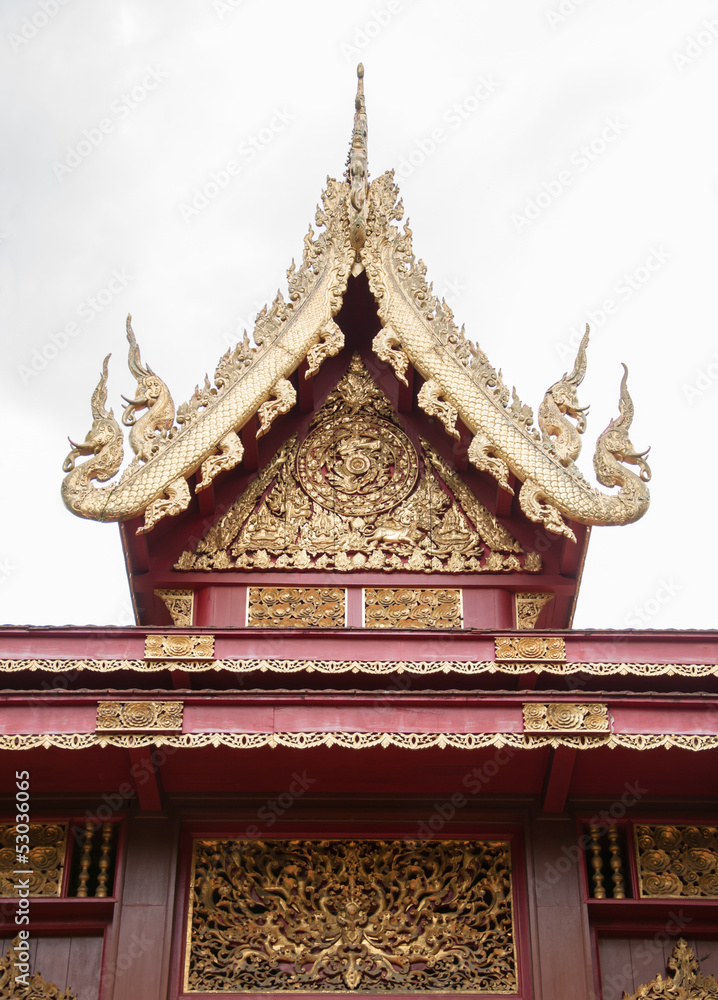 Decoration outside the Wat-Phra-Kaew Temple at Chiangmai, Thaila Decoration outside the Wat-Phra-Kaew Temple at Chiangmai, Thaila