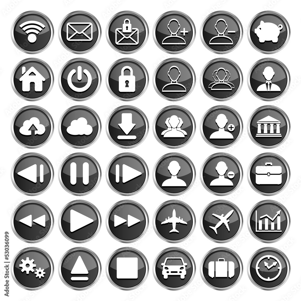 set of black web, multimedia and business icons set of black web, multimedia and business icons