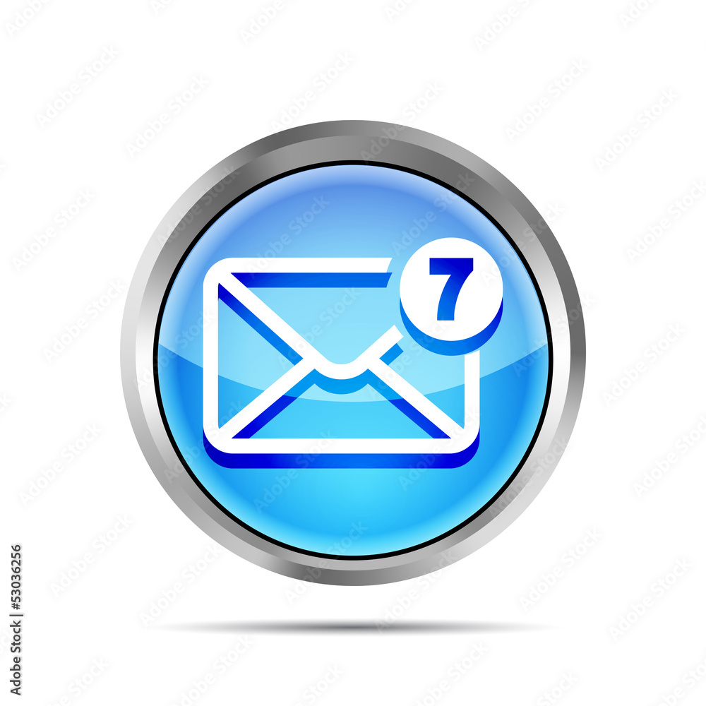 blue mail icon with unread messages on a white background blue mail icon with unread messages on a white background