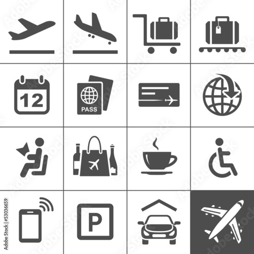 Universal airport and air travel icons