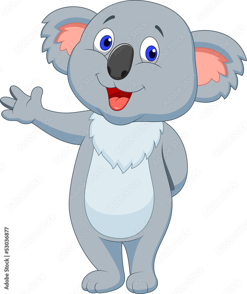 Naklejka premium Cute koala cartoon hand waving