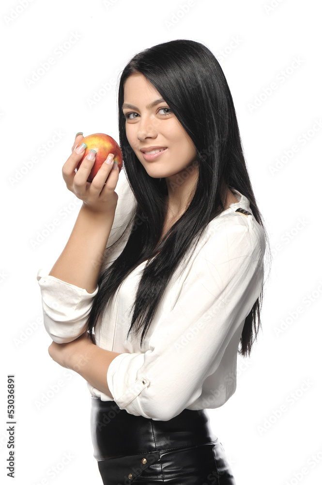 Beautiful young woman over white background Beautiful young woman over white background