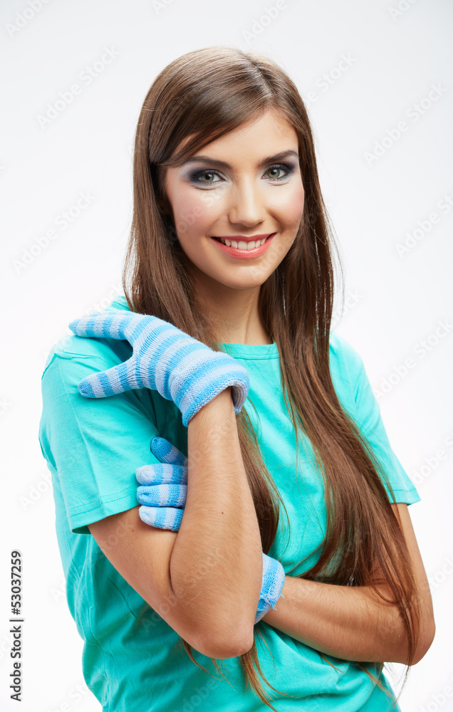 Young woman winter style portrait, Young woman winter style portrait,