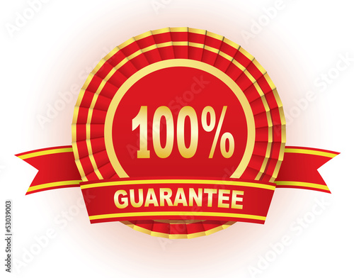 100% guarantee label.