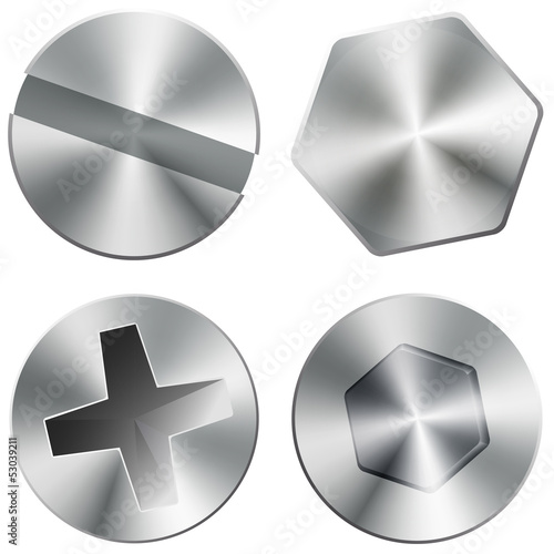Metal shiny screws and bolts