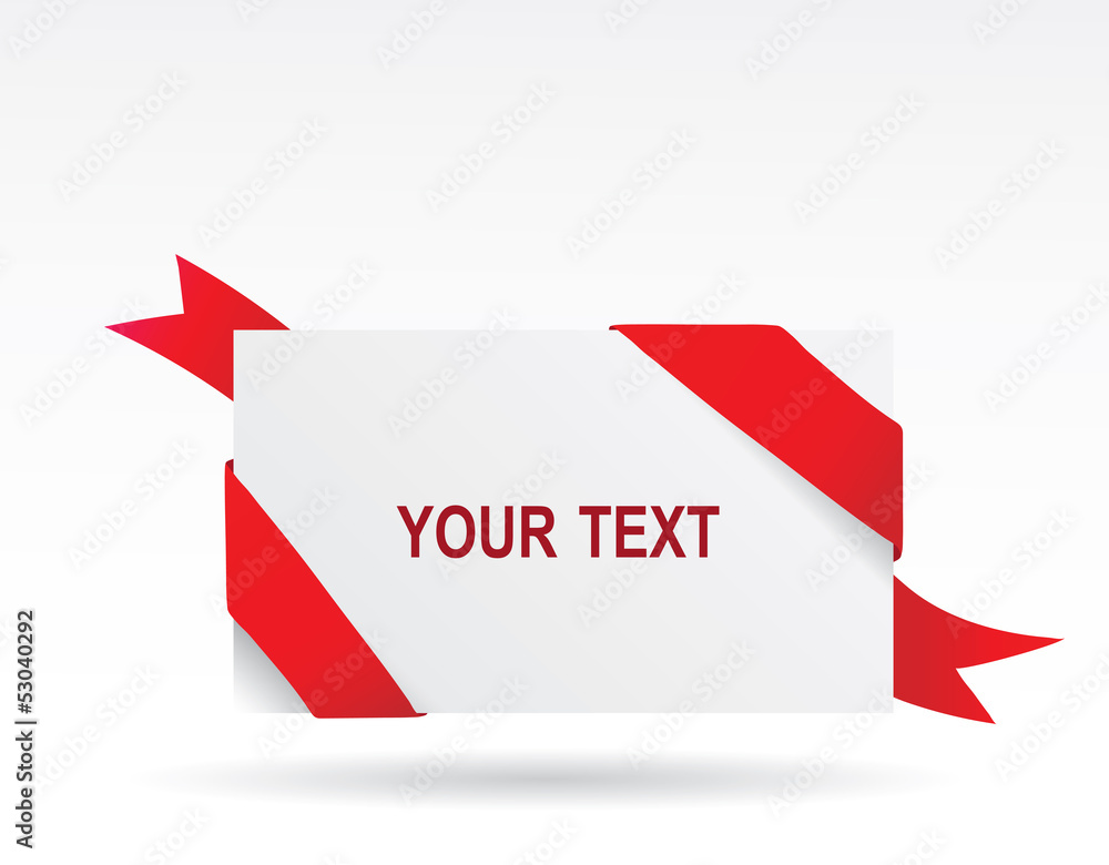 A sheet of paper with red ribbon A sheet of paper with red ribbon