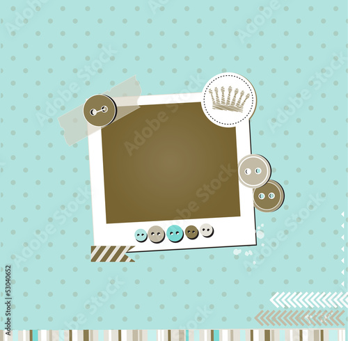 Out of color scrap vintage card with photo frame
