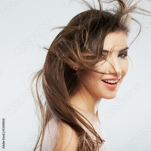 Woman hair style fashion portrait . isolated. close up female mo