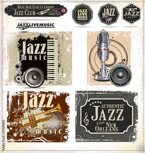 Jazz music stamps and labels