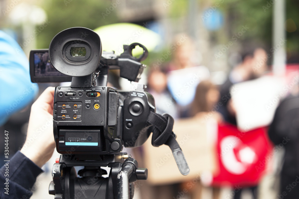 covering a street protest using video camera