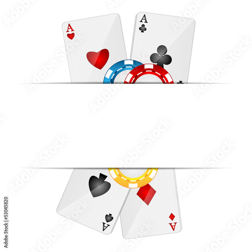 playing cards and poker chips on a white background