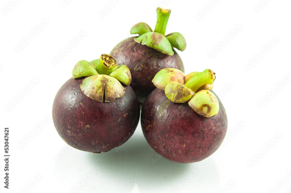 Mangosteen on white backgrpond Mangosteen on white backgrpond