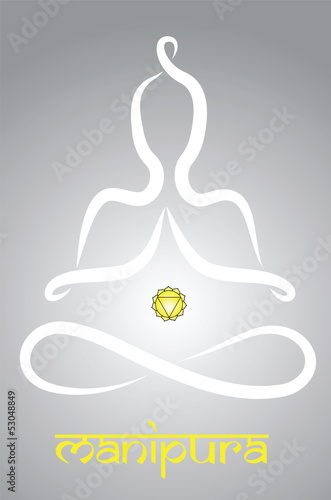 Symbolic yogi with Manipura chakra representation