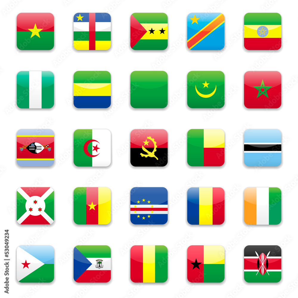 Round Africa flag icon set Round Africa flag icon set