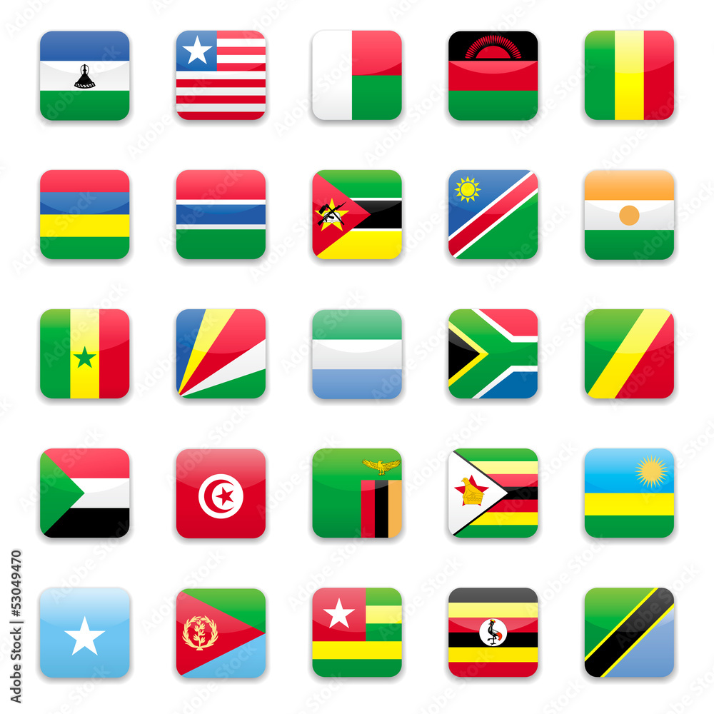Africa flags round icon set Africa flags round icon set