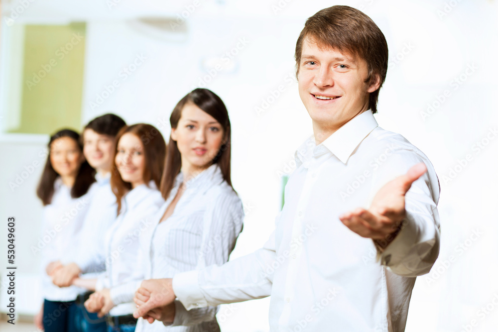 Five students smiling Five students smiling