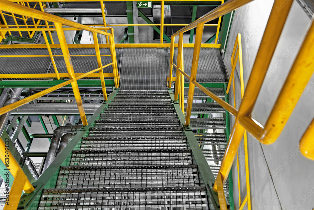 Industrial Interior with large staircase Industrial Interior with large staircase