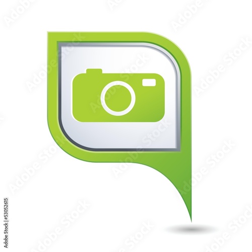 Map pointer with camera icon. Vector illustration