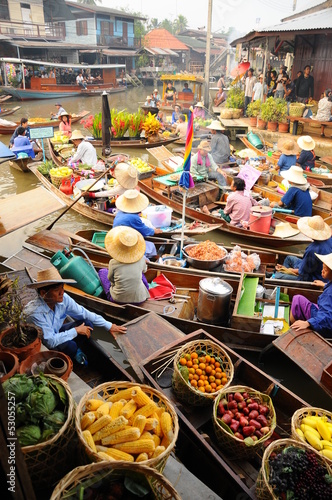 Canvas Print Amphawa Floating market,Thailand
